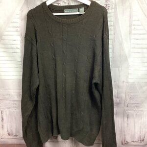 Oscar de la Renta Sweater Brown/Green Knit XXL